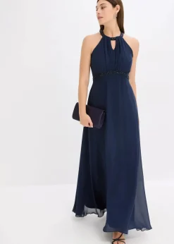 Maxikleid mit Perlenapplikation