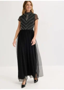 Maxikleid mit Perlenstickerei