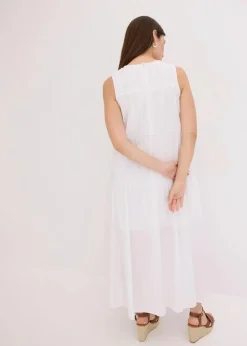 Maxikleid mit Raffungen aus Baumwolle