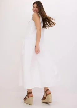 Maxikleid mit Raffungen aus Baumwolle