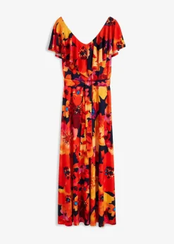 Maxikleid mit Volant und Gürtel