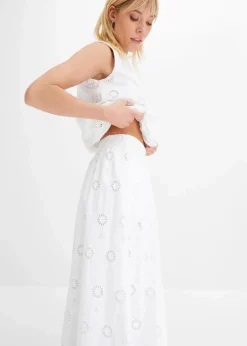 Maxirock aus Bio-Baumwolle mit Lochstickerei