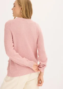 Melange Strickjacke mit goldfarbigen Knöpfen