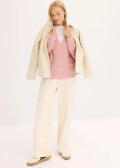 Melange Strickjacke mit goldfarbigen Knöpfen