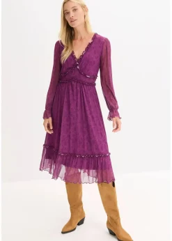 Midi-Jerseykleid aus Mesh