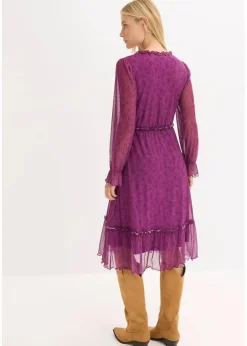 Midi-Jerseykleid aus Mesh