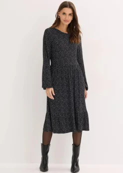 Midi-Jerseykleid aus Viskose-Mix