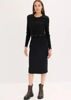 Midikleid aus elastischem Baumwoll-Mix