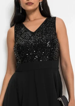 Midikleid aus feinem Chiffon mit Pailletten