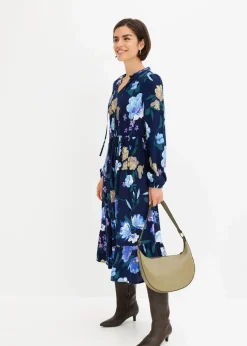 Midikleid aus fließender Viskose