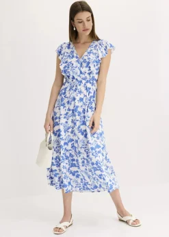 Midikleid aus fließender Viskose