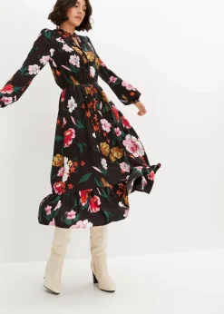 Midikleid aus fließender Viskose