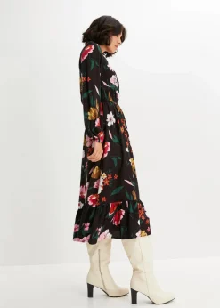 Midikleid aus fließender Viskose