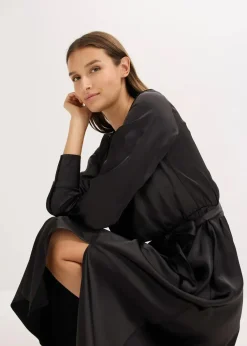 Midikleid aus glänzendem Satin