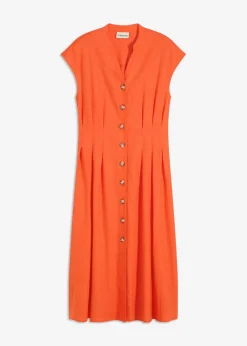 Midikleid aus leichtem Leinen-Mix