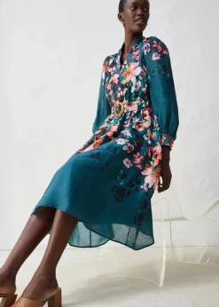 Midikleid aus Ramie (2 tlg.Set mit Gürtel)