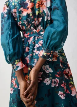 Midikleid aus Ramie (2 tlg.Set mit Gürtel)