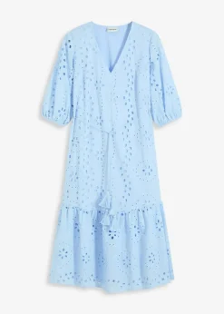 Midikleid aus reiner Baumwolle mit Lochstickerei