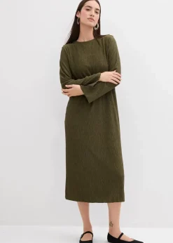 Midikleid aus strukturiertem Crinkle
