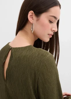 Midikleid aus strukturiertem Crinkle