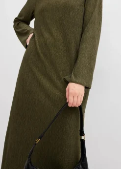 Midikleid aus strukturiertem Crinkle