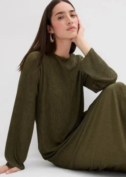 Midikleid aus strukturiertem Crinkle