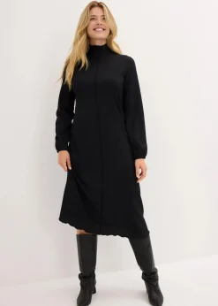 Midikleid aus strukturiertem Crêpe