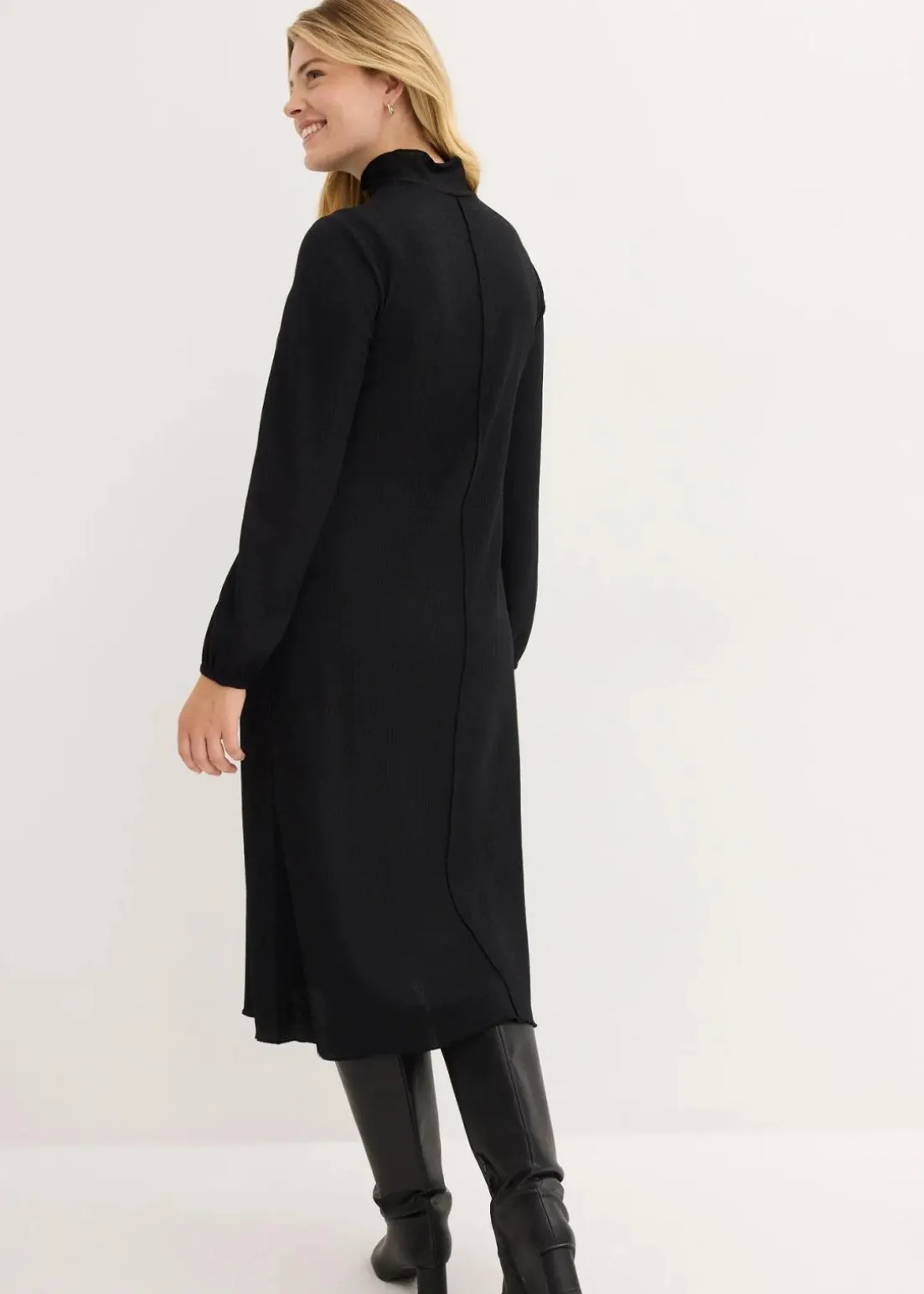 Midikleid aus strukturiertem Crêpe