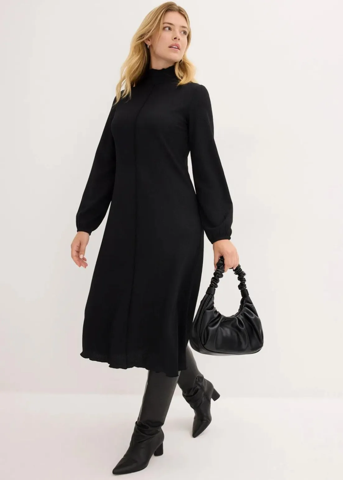 Midikleid aus strukturiertem Crêpe