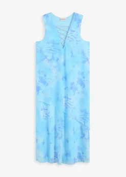 Midikleid mit Mesh und Glitzerschnürung