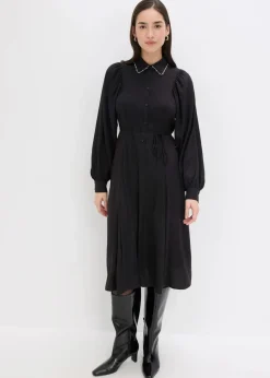 Midikleid mit Perlen Applikation