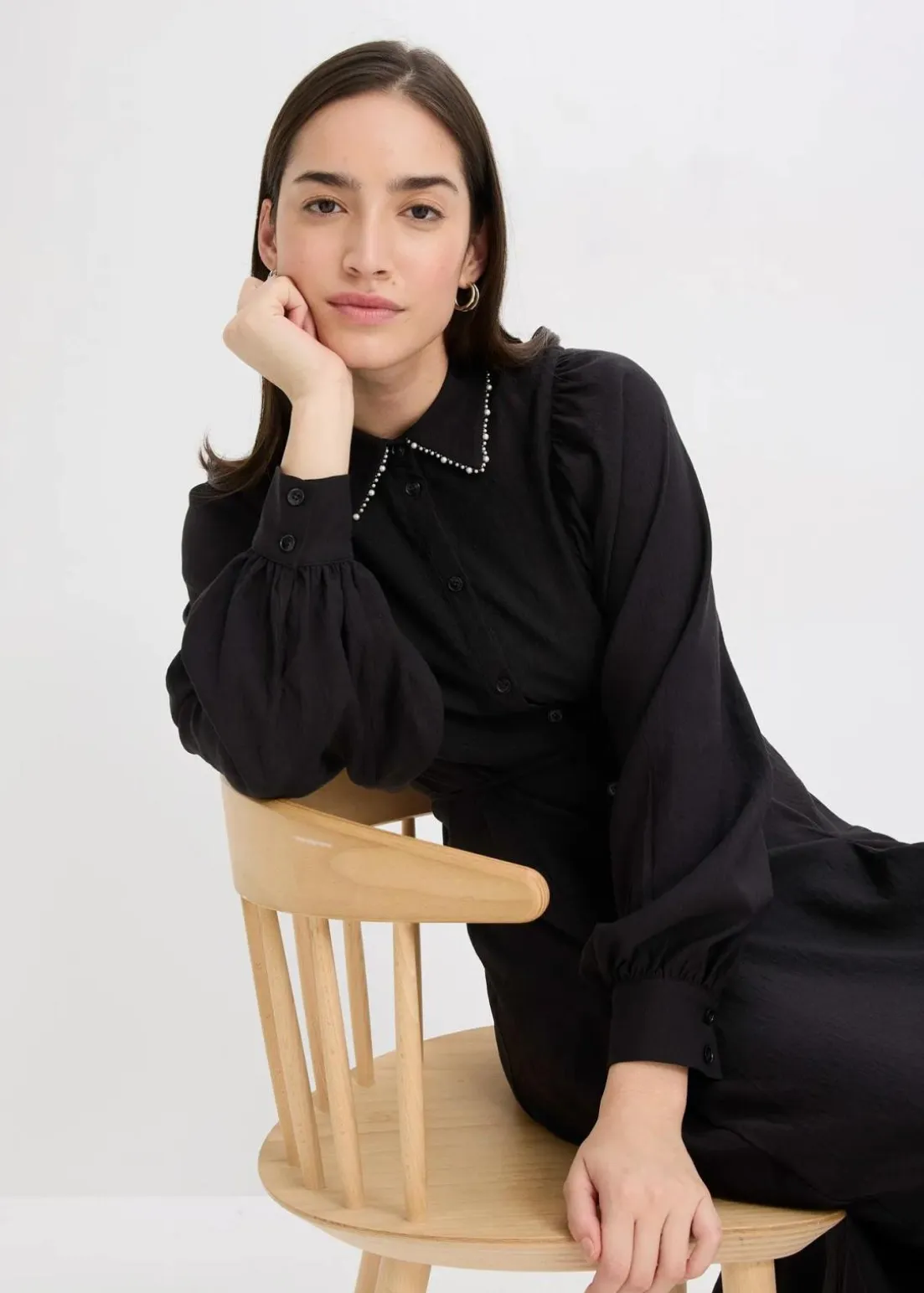 Midikleid mit Perlen Applikation