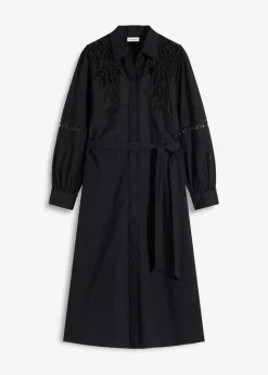 Midikleid mit Spitzeneinsatz aus Baumwolle