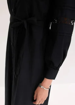 Midikleid mit Spitzeneinsatz aus Baumwolle