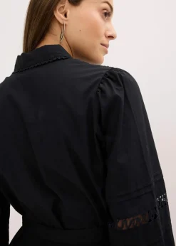 Midikleid mit Spitzeneinsatz aus Baumwolle