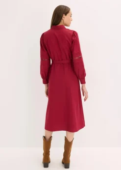 Midikleid mit Spitzeneinsatz aus Baumwolle