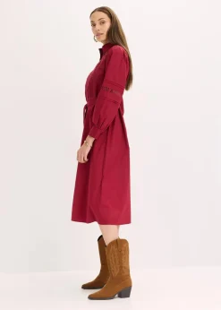 Midikleid mit Spitzeneinsatz aus Baumwolle