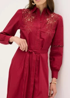 Midikleid mit Spitzeneinsatz aus Baumwolle