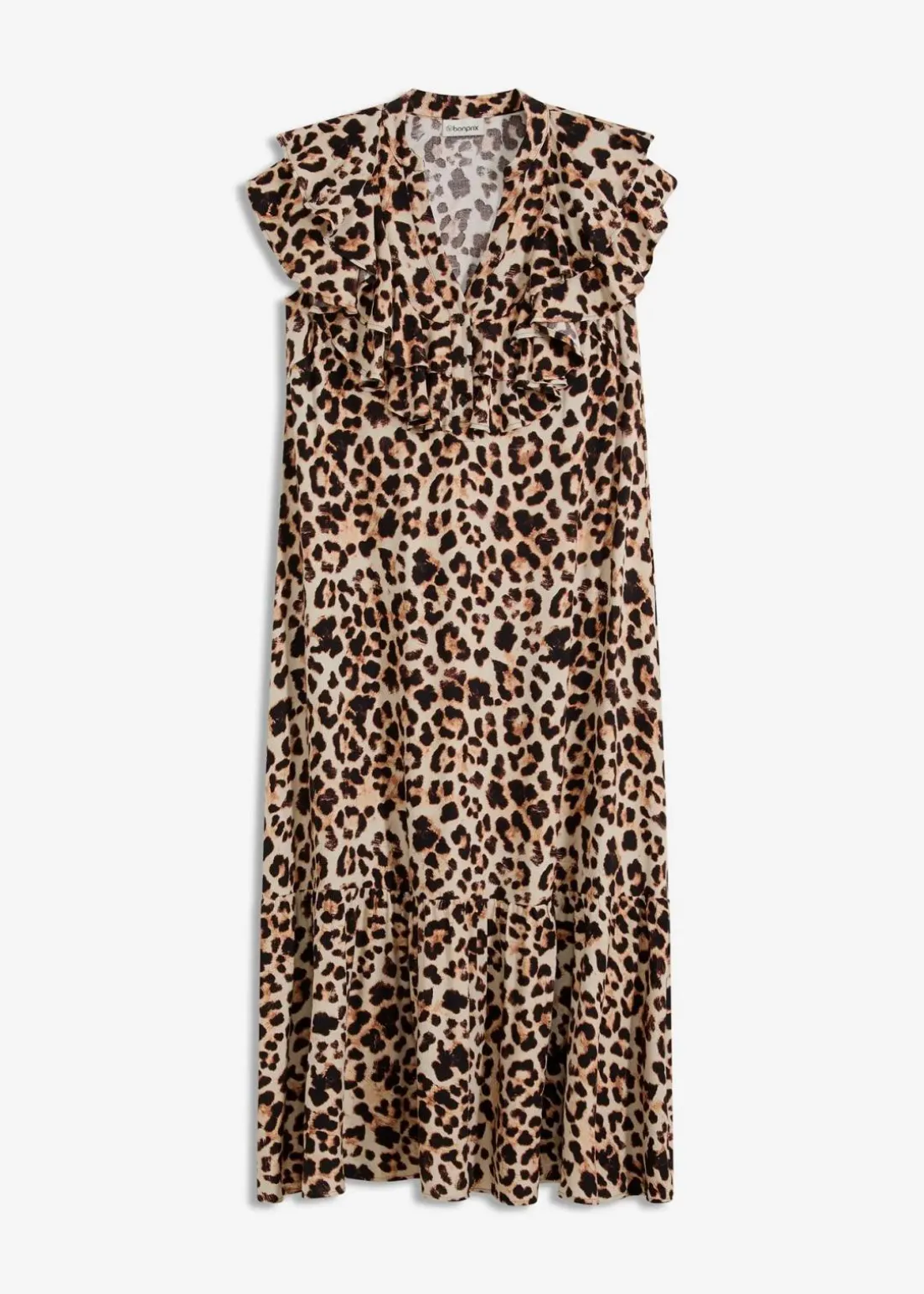 Midikleid mit Volants aus strukturiertem Crêpe