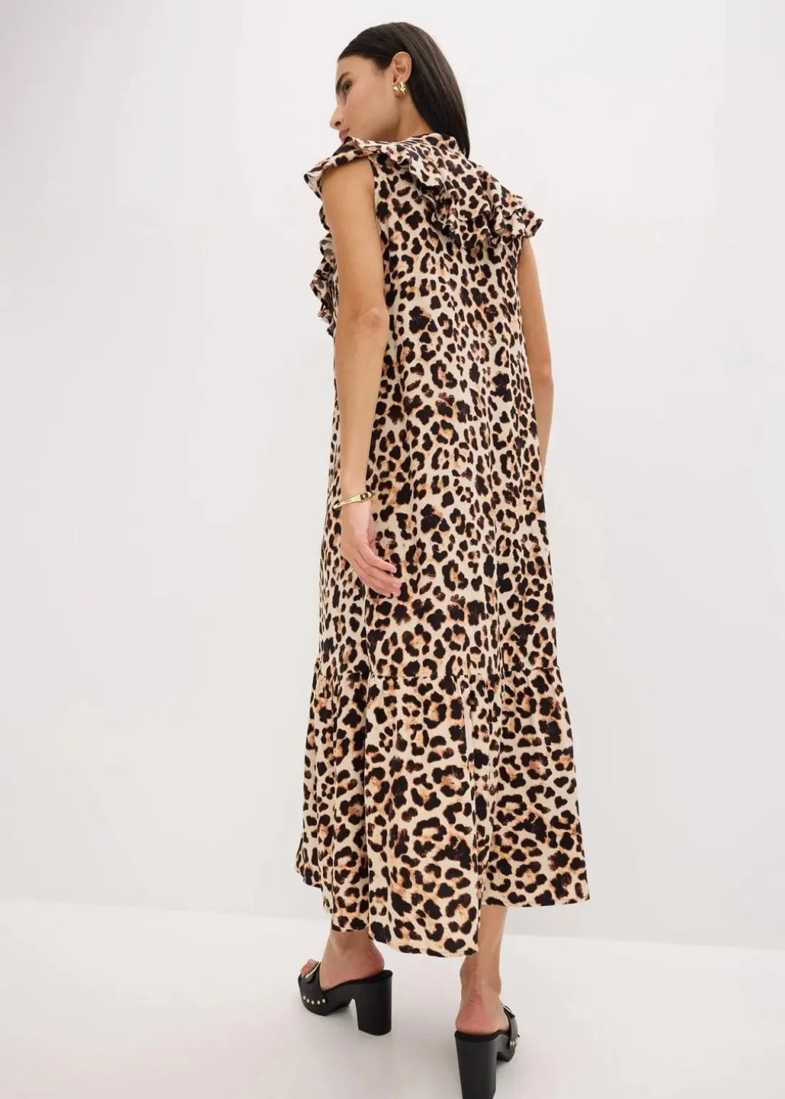 Midikleid mit Volants aus strukturiertem Crêpe