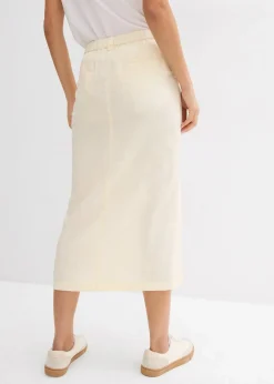 Midirock aus luftigem Leinen-Mix