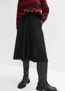 Midirock aus Viskose-Mix, kniebedeckend