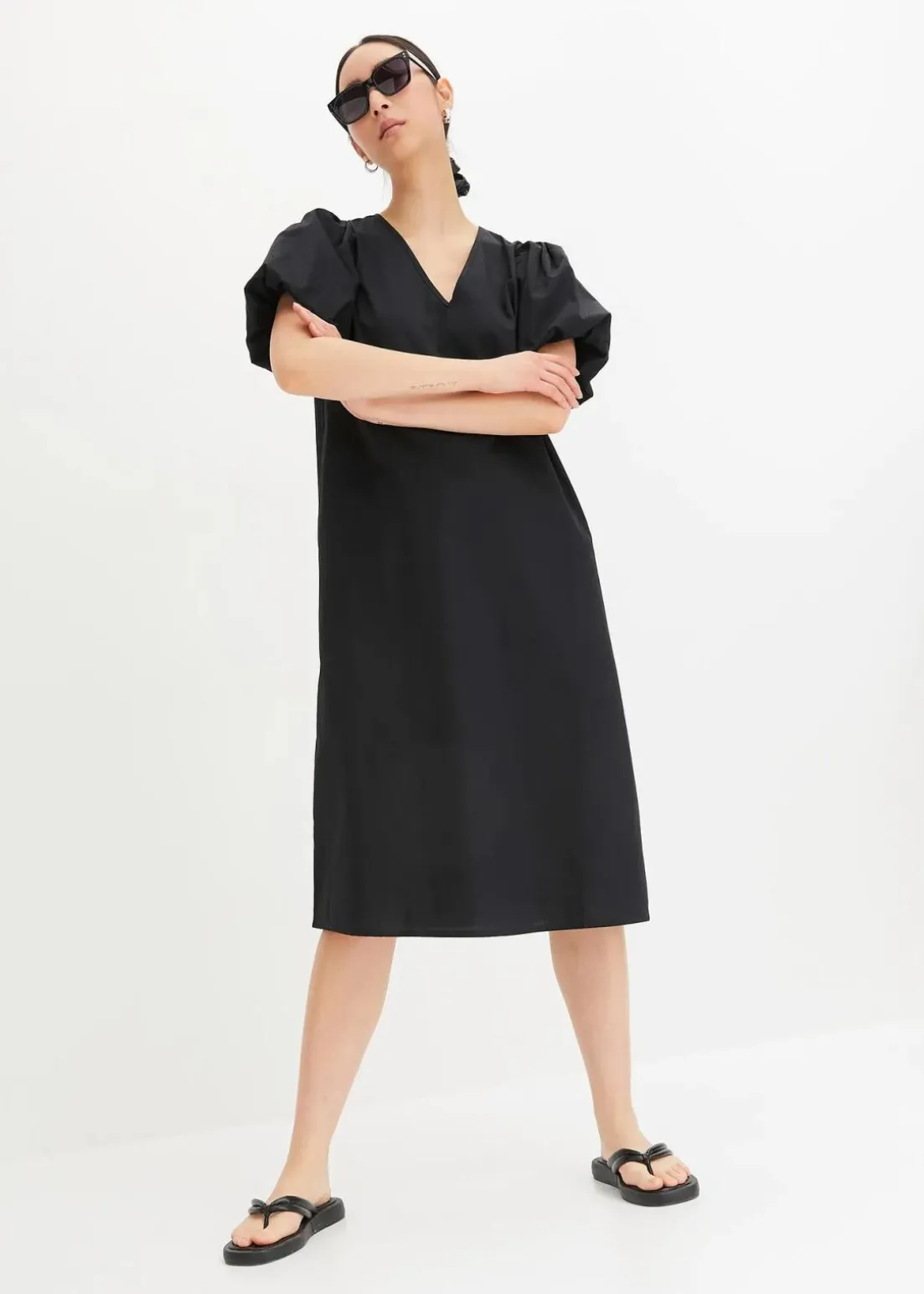 Midi-Web-Kleid aus Bio-Baumwolle