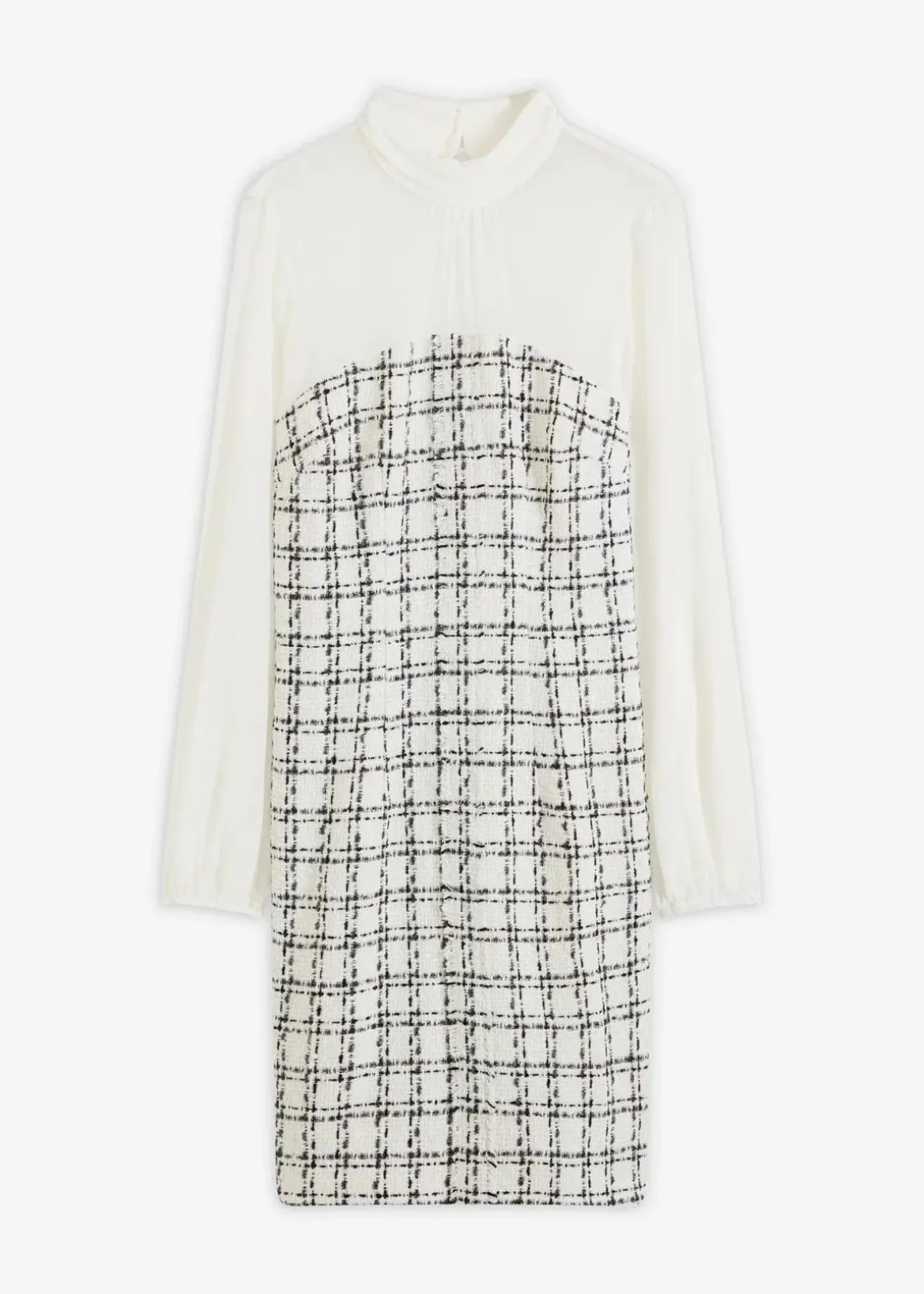 Minikleid aus Bouclé mit Chiffon Ärmeln