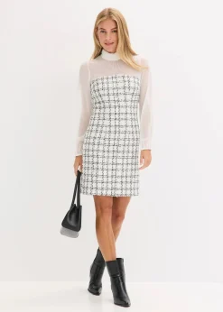 Minikleid aus Bouclé mit Chiffon Ärmeln