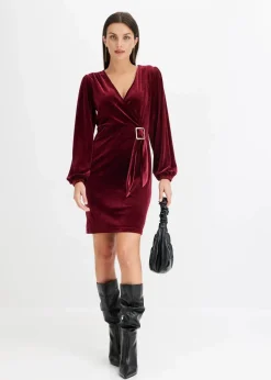 Minikleid aus softem Samt im Wickeloptik