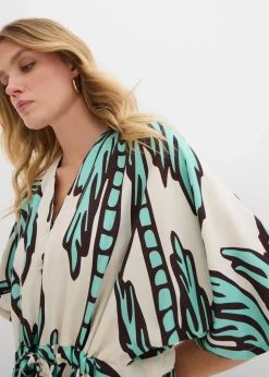 Minikleid mit Kimono-Ärmeln aus fließender Viskose