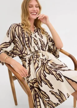 Minikleid mit Kimono-Ärmeln aus fließender Viskose