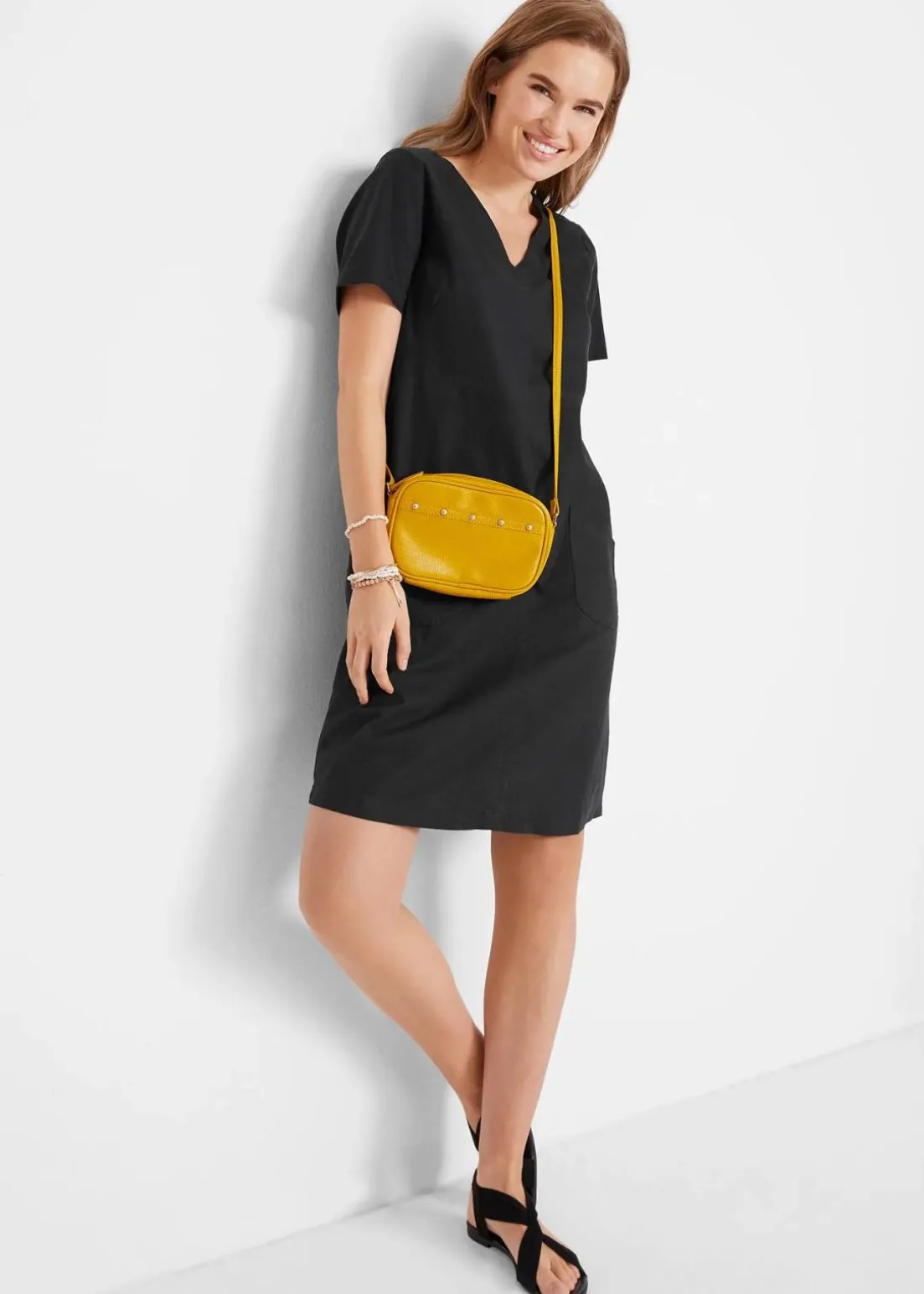 Minikleid mit Leinen