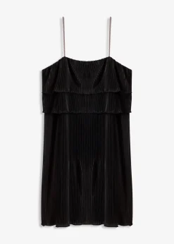 Minikleid mit Plissee und Strass-Trägern